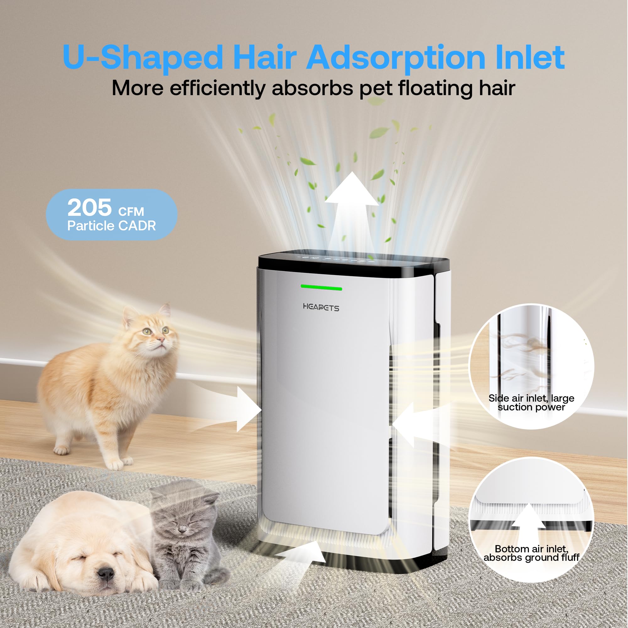 Pet Air Purifiers For Home Large Room Up To 2500 Sq Ft, Efficient 7 Stage Filter, Hepa Air Cleaner For Pet Hair Dander Odor Alle